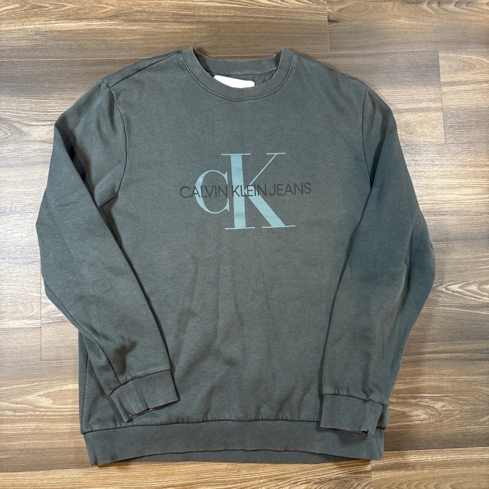 Calvin Klein Jeans Men's Logo Graphic Crewneck Green Size L